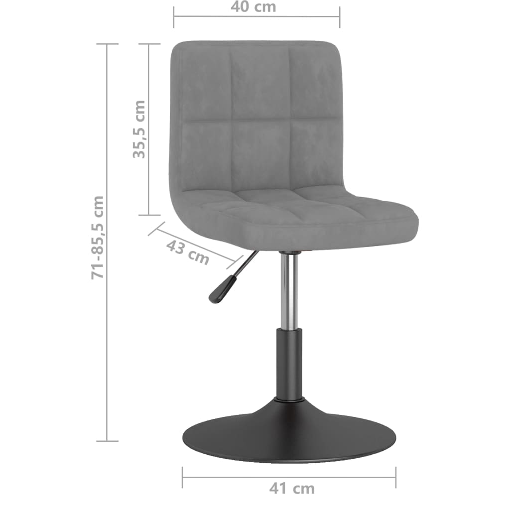Scaune de bucatarie pivotante, 6 buc., catifea, gri deschis, model 11 — imaginea 2