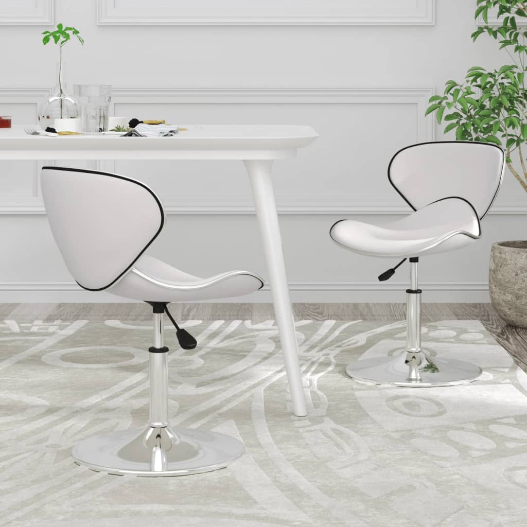 Scaune de bucatarie, 2 buc., piele ecologica, alb, model 3 — imaginea 5