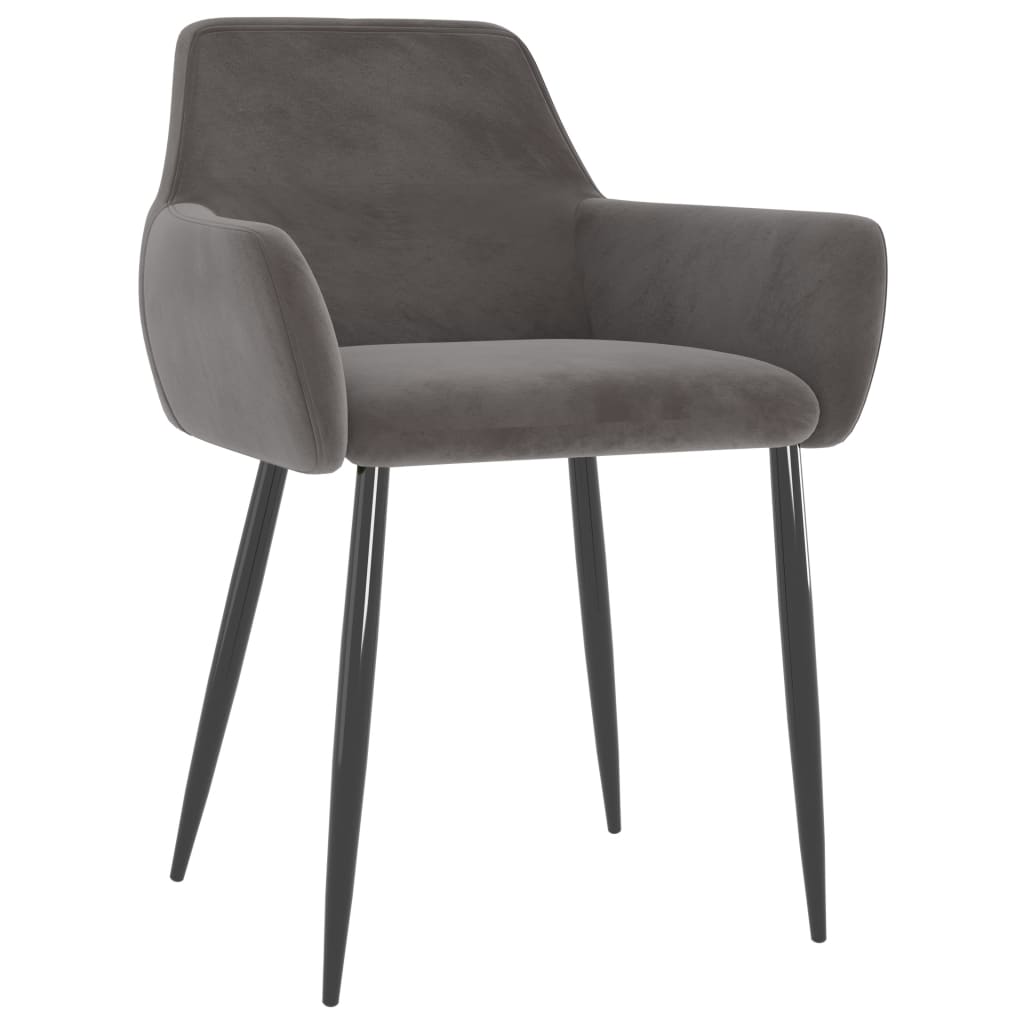 Scaune de bucatarie, 6 buc., catifea, gri inchis, model 4 — imaginea 3