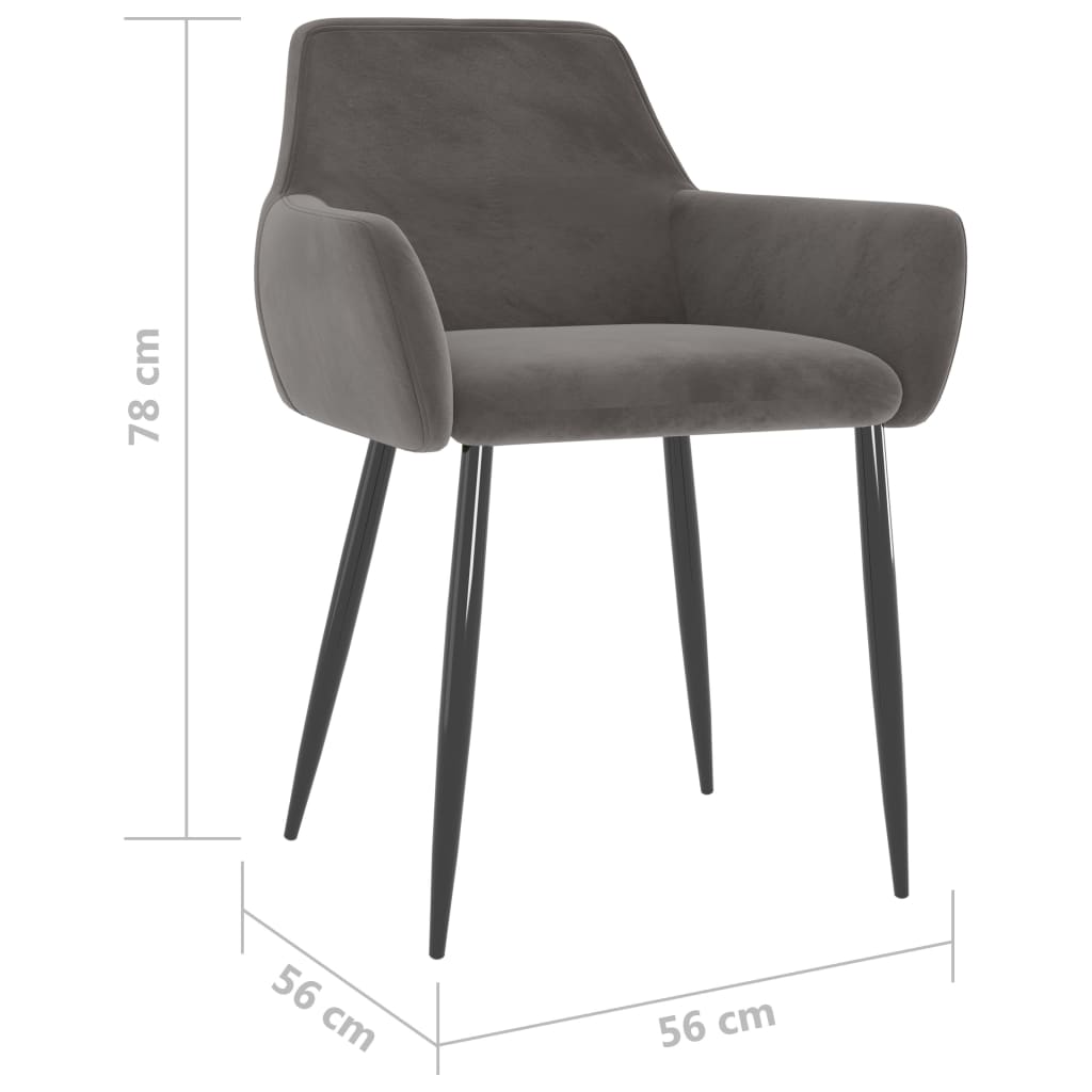 Scaune de bucatarie, 6 buc., catifea, gri inchis, model 4 — imaginea 4