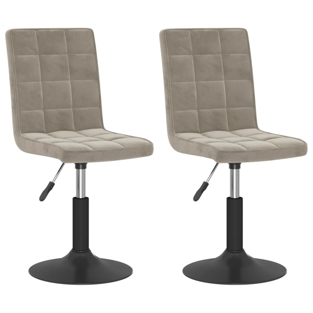 Scaune de masa pivotante, 2 buc., catifea, gri deschis, model 3 — imaginea 9