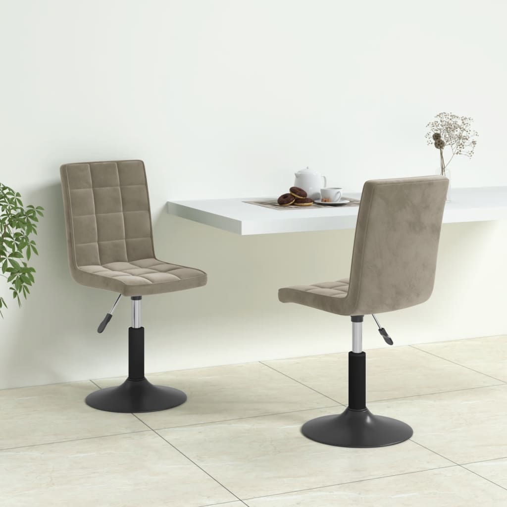 Scaune de masa pivotante, 2 buc., catifea, gri deschis, model 3 — imaginea 10