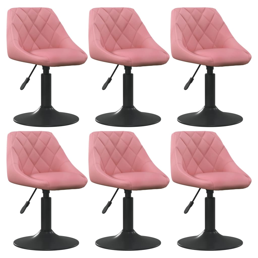 Scaune de masa pivotante, 6 buc., catifea, roz, model 7 — imaginea 3