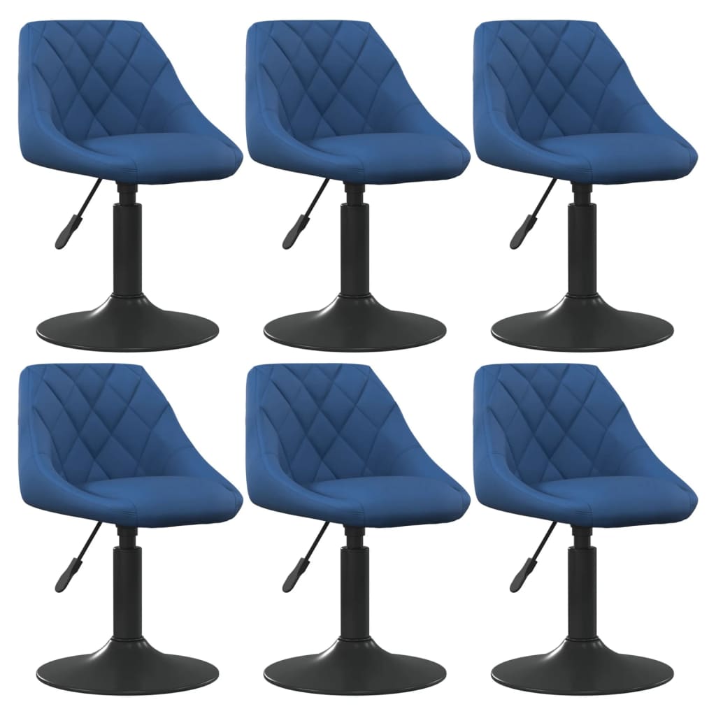 Scaune de masa pivotante, 6 buc., catifea, albastru, model 5 — imaginea 2