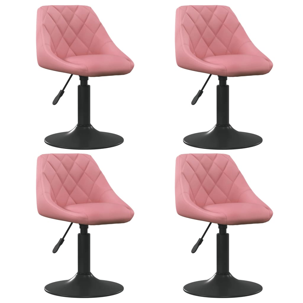 Scaune de masa pivotante, 4 buc., catifea, roz, model 2 — imaginea 4