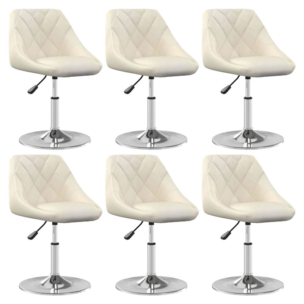 Scaune de masa pivotante, 6 buc., catifea, crem, model 2 — imaginea 6
