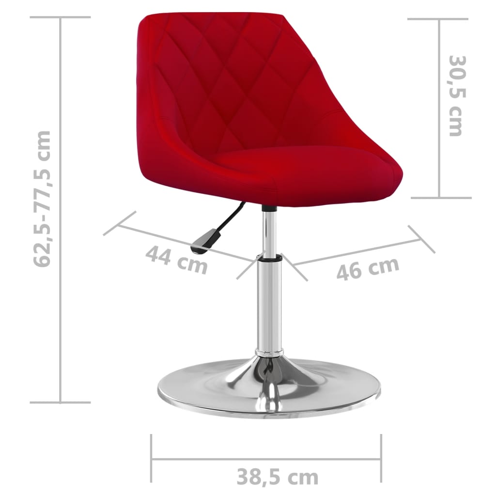 Scaune de masa pivotante, 6 buc., catifea, rosu vin, model 4 — imaginea 2