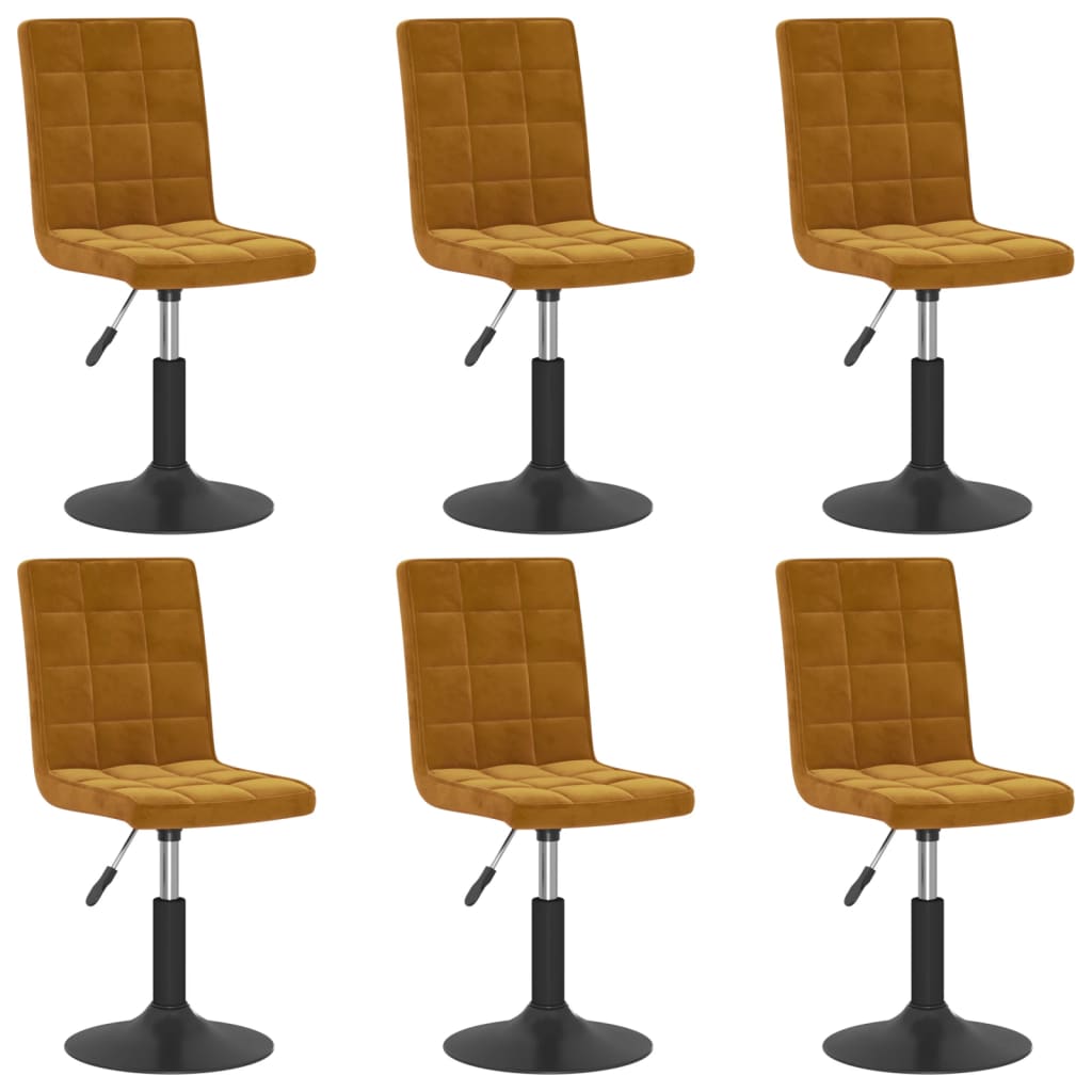 Scaune de masa pivotante, 6 buc., catifea, maro, model 3 — imaginea 4