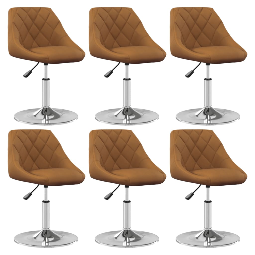 Scaune de masa pivotante, 6 buc., catifea, maro, model 1 — imaginea 8