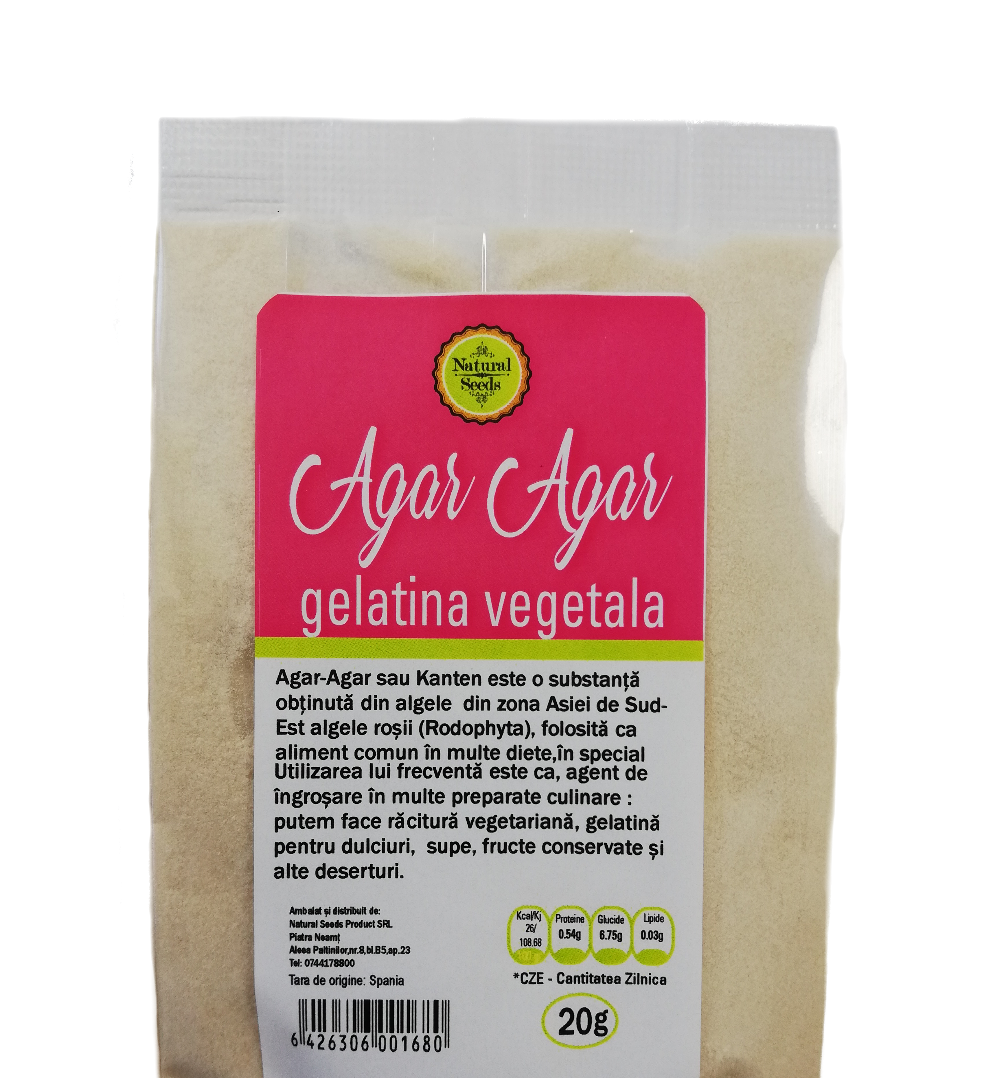 Agar Agar gelatina vegetala, Natural Seeds Product
