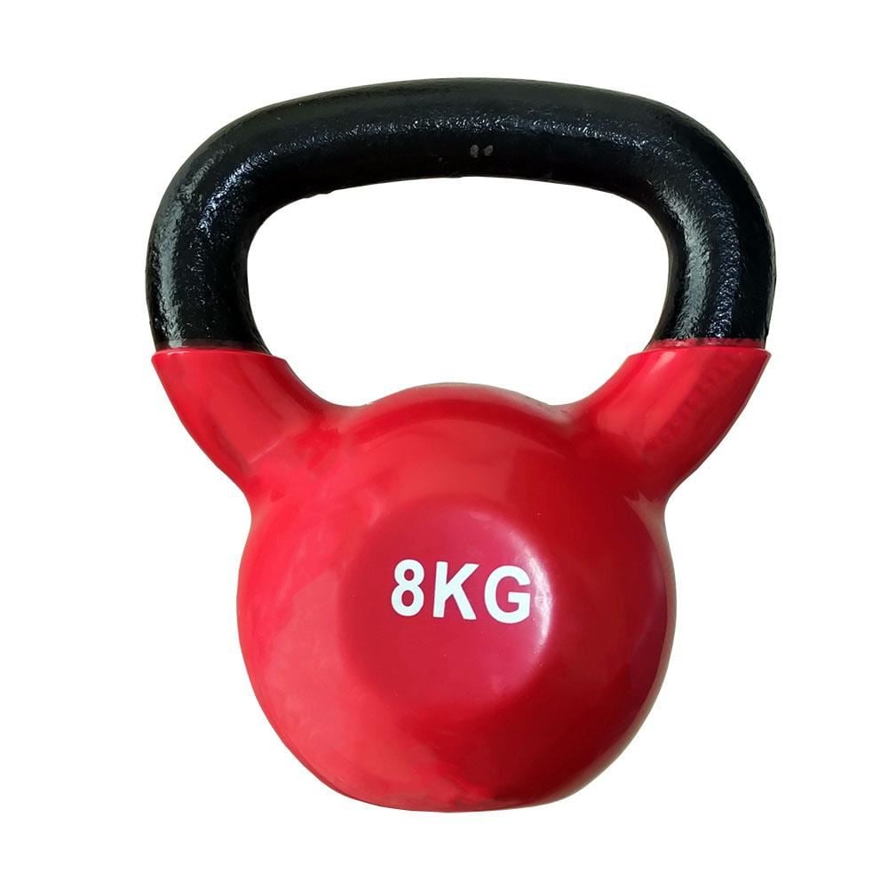 Gantera kettlebell, 8kg, negru-rosu, otel, 21.3 x 17.2 x 10 cm