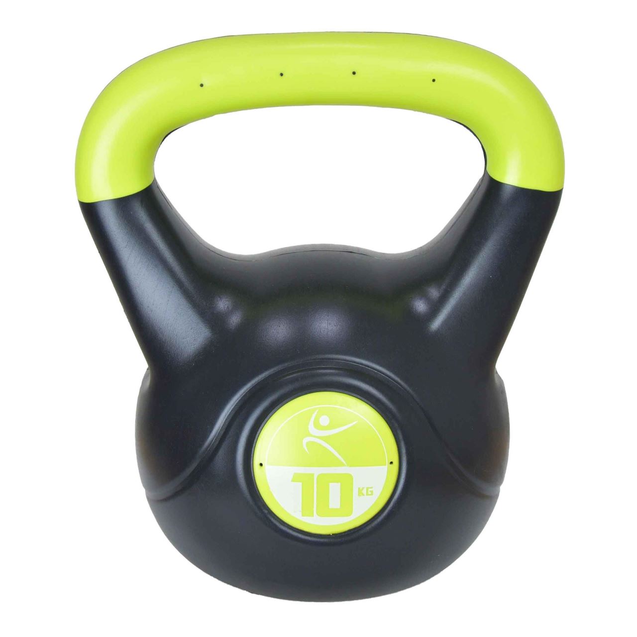 Gantera kettlebell, 10kg, negru-verde vinil