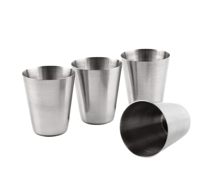 Set 4 pahare pentru camping, CRT, Pro Cups, cu husa pentru depozitare, otel inoxidabil, 30 ml, undefined - 1 | YEO