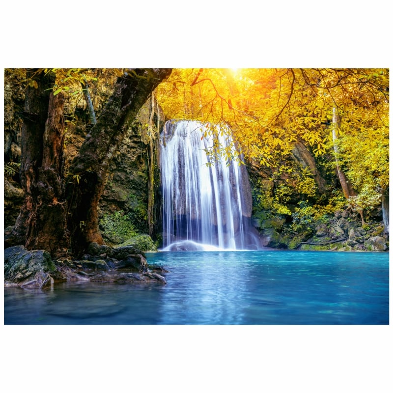 Tapet autoadeziv Premium, textura canvas, Cascada azurie, 130 x 87 cm