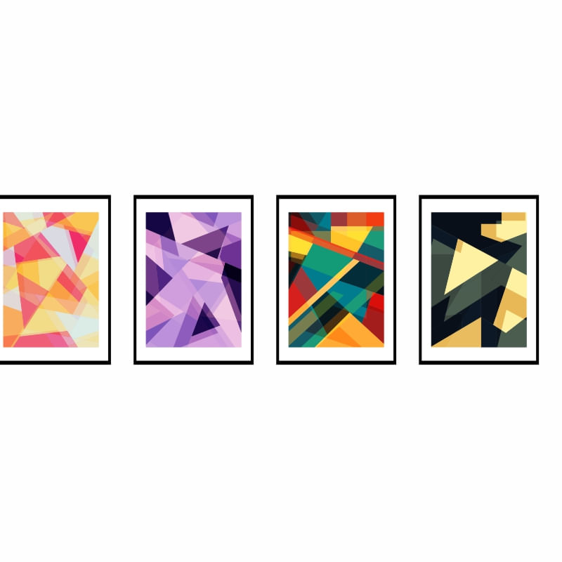 Set 4 tapeturi autoadezive Premium, textura canvas, Triunghiuri efect 3D, 130 x 41 cm