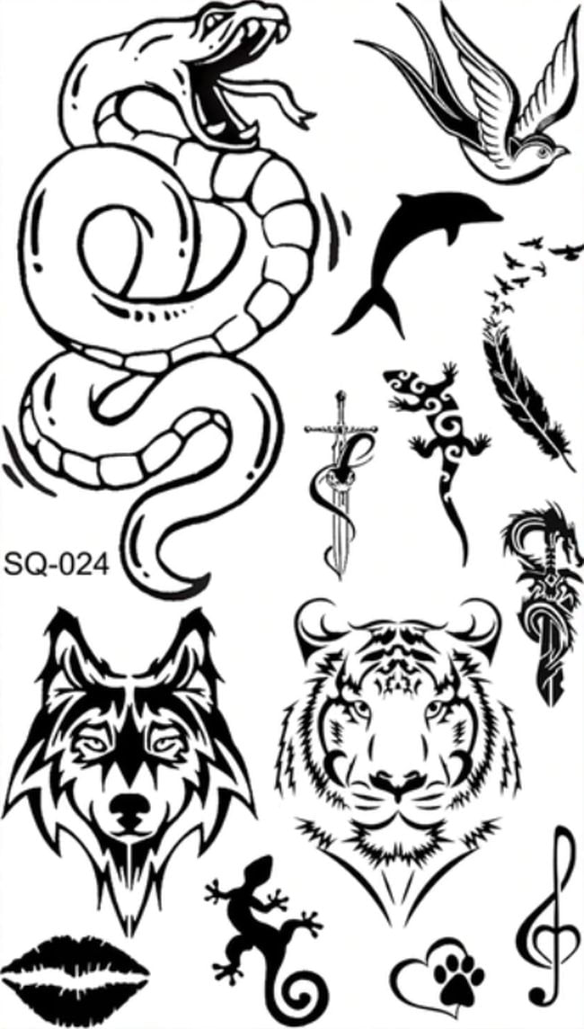 Tatuaj temporar 13 imagini , CRT, rezistent la apa, animale, 10.5 x 6 cm