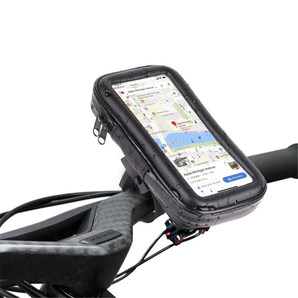 Suport husa telefon mobil, Flippy, pentru bicicleta, motocicleta, rezistent apa, socuri, rotativ, L ≤ 5.5 inch, negru