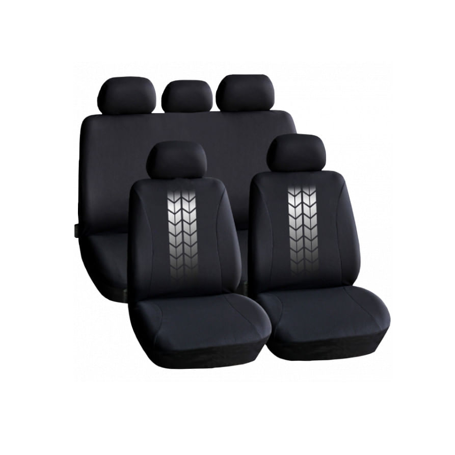 Set Huse Scaune Auto Universale, compatibil cu scaune cu airbag, polyester + burete 2mm, negru/alb