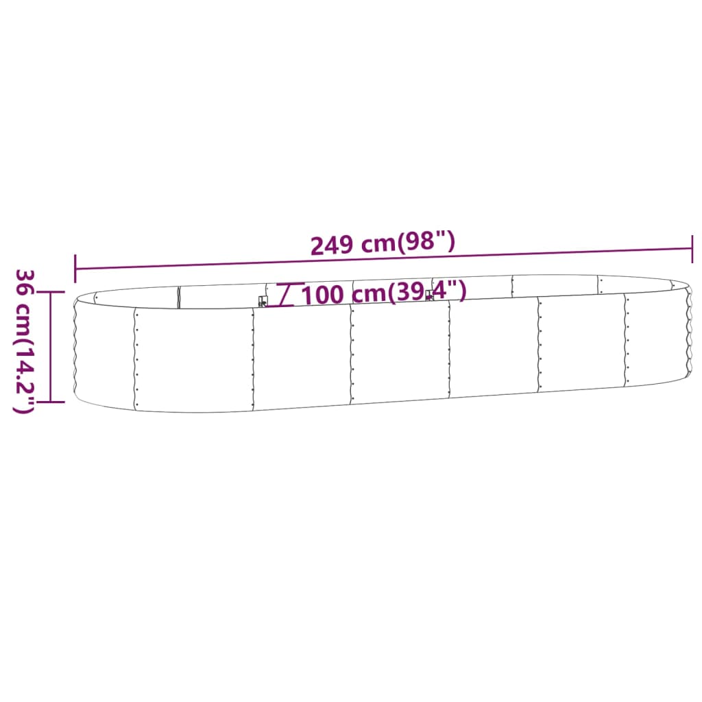 Jardiniera gradina, otel vopsit electrostatic, 249 x 100 x 36 cm, verde — imaginea 3