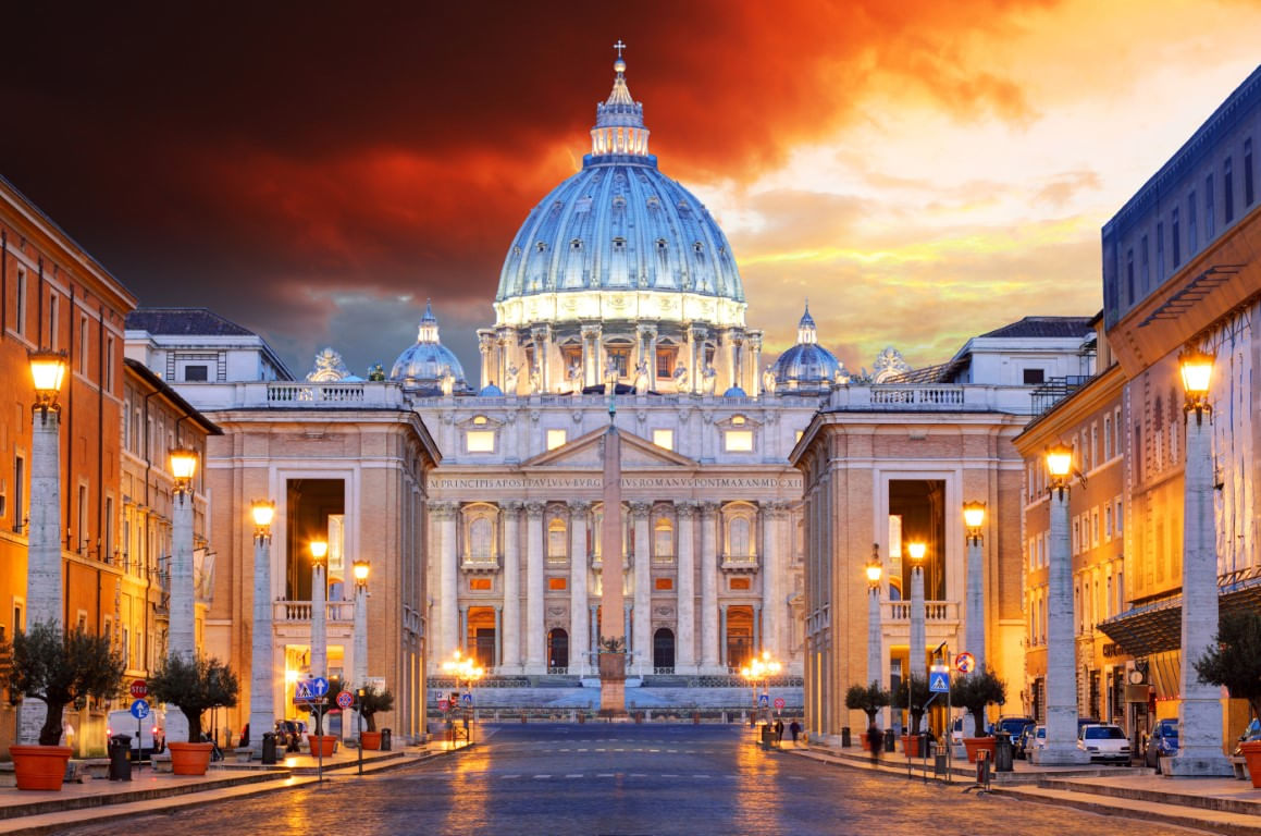 Fototapet, Vatican, Roma in rasarit de soare