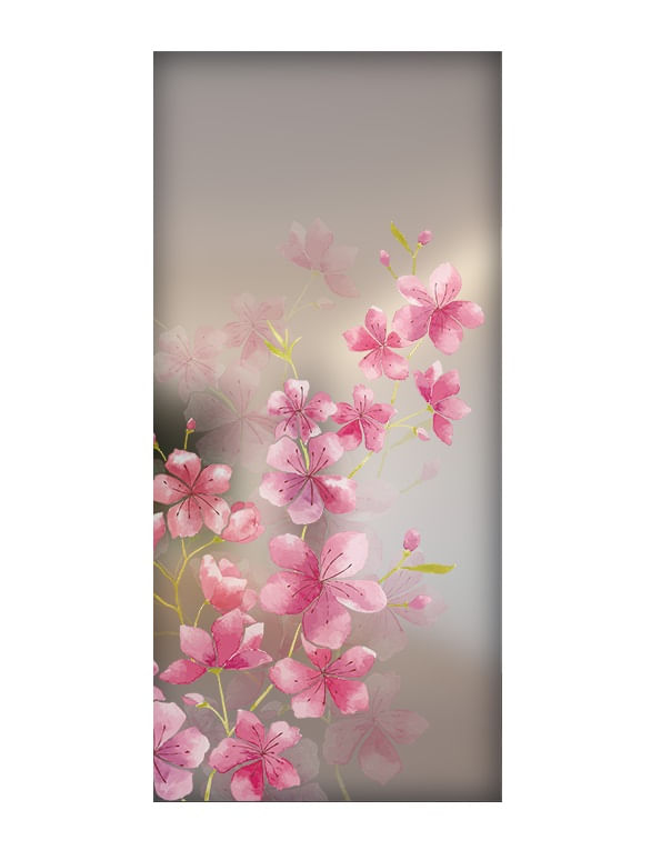 Folie pentru geam decorativa flori roz, 1 m x 2,1 m