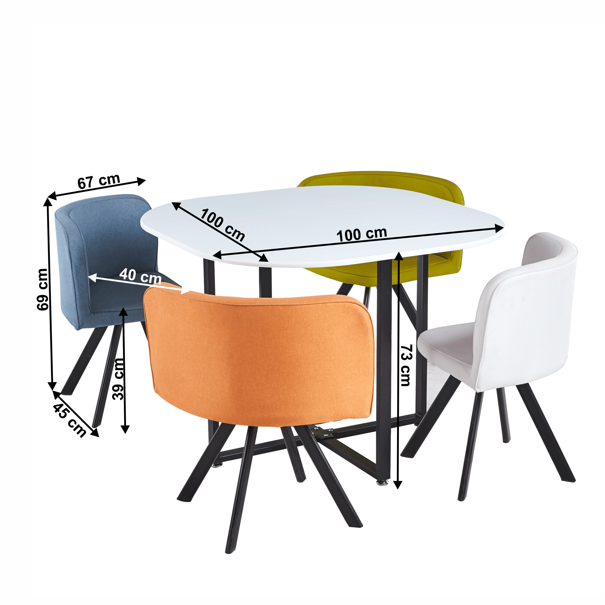 Set de mobilier dining 1+4, alb/culori mixte, BEVIS NEW - 2 | YEO