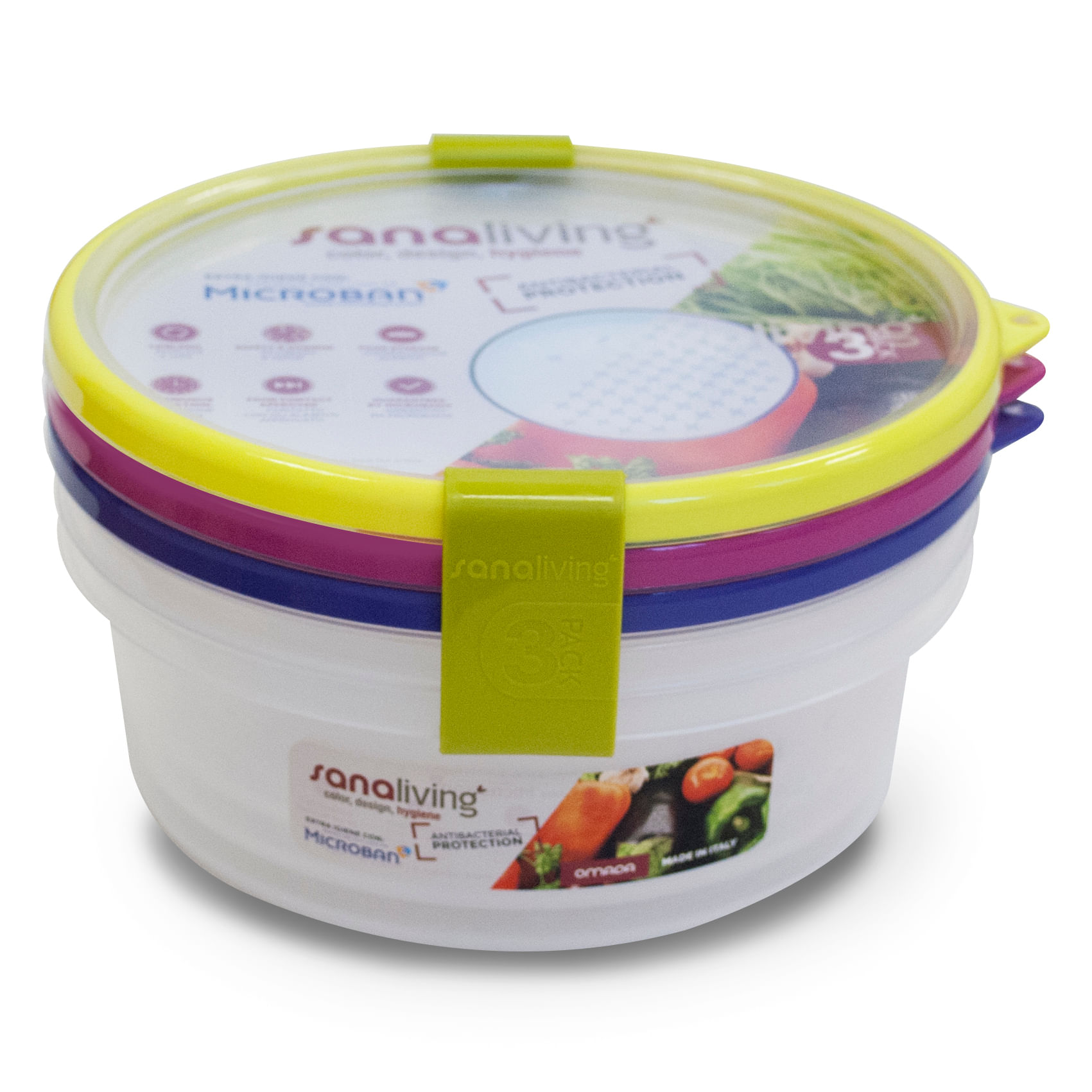 Set de 3 cutii de conservare alimente Sanaliving 18xh6,5 cm, 1L, multicolor