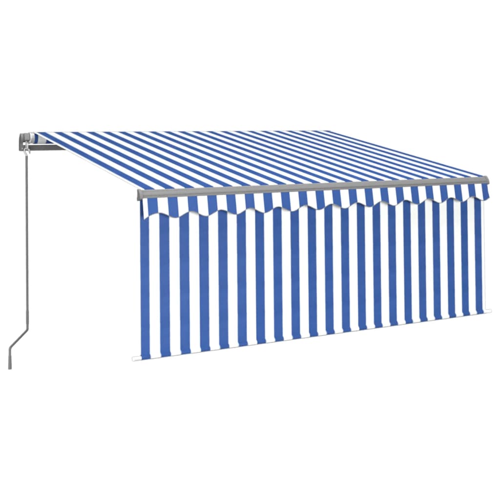 Copertina retractabila manual cu stor/LED albastru/alb 3,5 x 2,5m