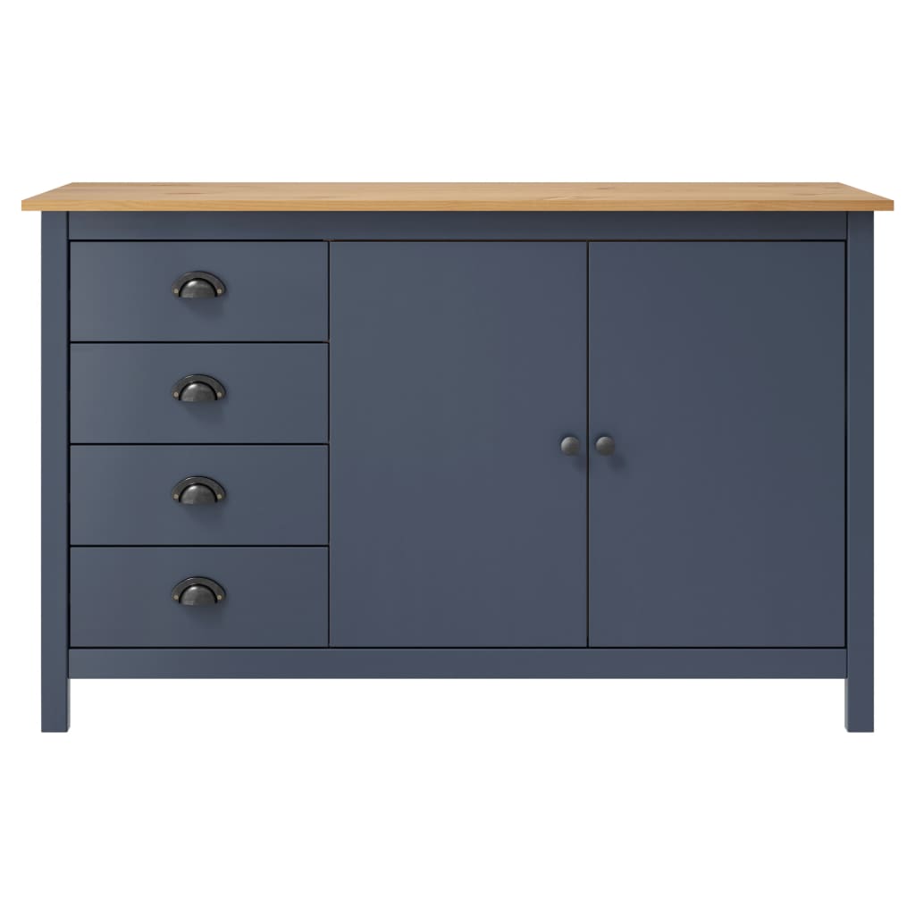 Servanta Hill, 130 x 40 x 80 cm, gri, lemn masiv de pin — imaginea 2