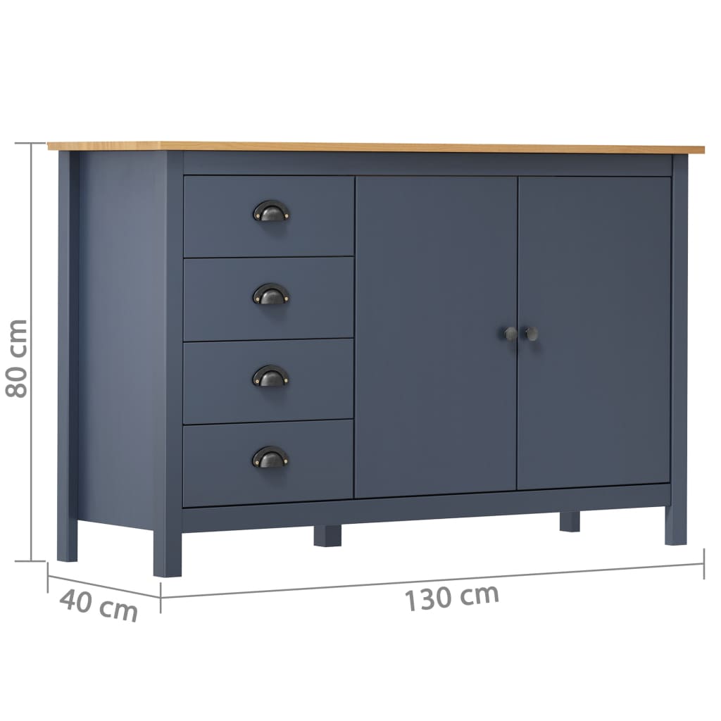 Servanta Hill, 130 x 40 x 80 cm, gri, lemn masiv de pin — imaginea 3