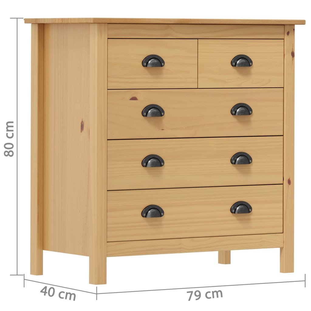 Servanta Hill, 79 x 40 x 80 cm, lemn masiv de pin — imaginea 3