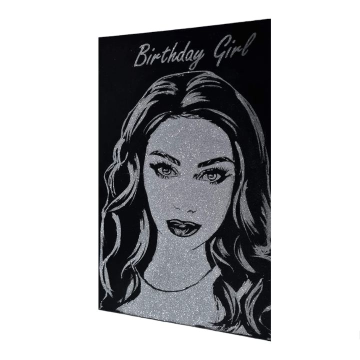 Tablou personalizat cu sclipici argintiu, handmade, 30x40 cm - o persoana - 1 | YEO