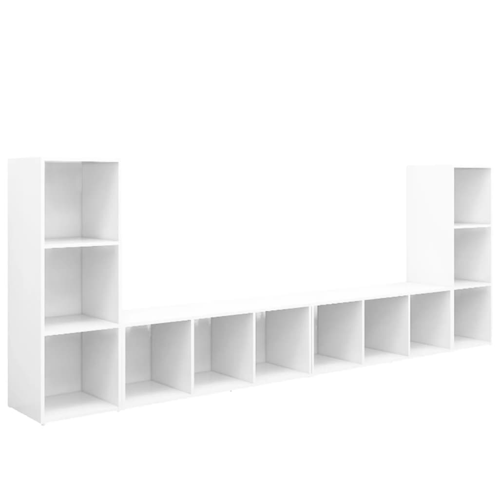 Dulapuri TV, 4 buc., alb, 107 x 35 x 37 cm, lemn prelucrat, Alb, 107 x 35 x 37 cm — imaginea 5