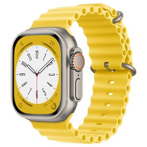 Curea din silicon pentru Apple Watch 1-8-SE, 42-49 mm, Breathe In, Galben, KOF-BBL6955