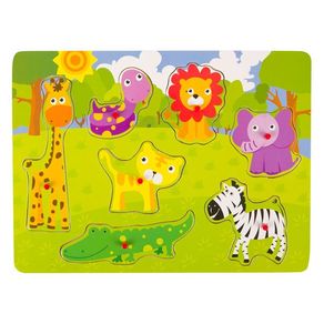 Toys & Games Puzzle Educational din lemn, cu animale din jungla, 7 piese, BBL1685
