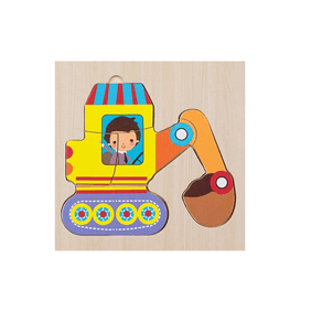 Toys & Games Puzzle educational pentru copii, 5 piese din lemn, Buldozer, 15 x 15 cm, JMB-BBL7310