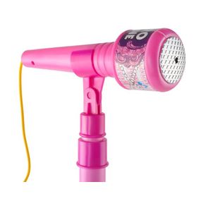 Microfon karaoke de jucarie, cu fir, inaltime ajustabila, amplificator de voce si lumini, Roz, JMB-BBL7284