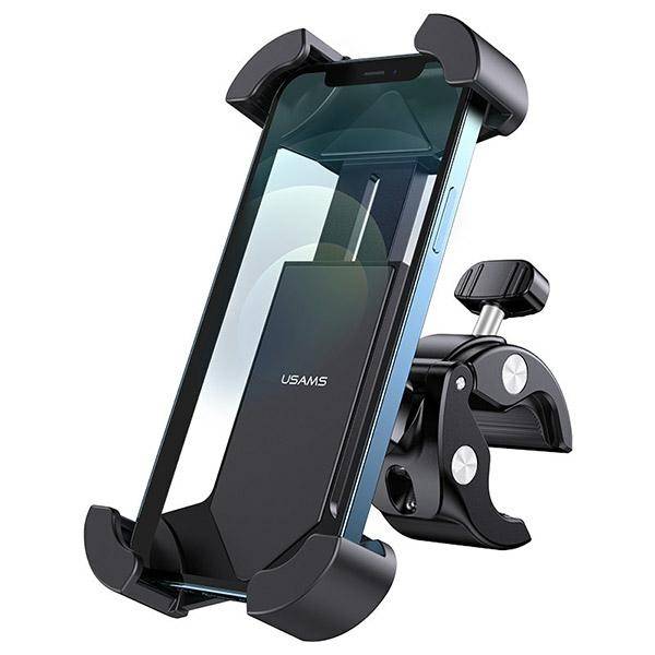 Suport telefon robust pentru bicicleta, motocicleta, scuter, prindere ajustabila intre 18-35 mm, rotatie 360, Negru