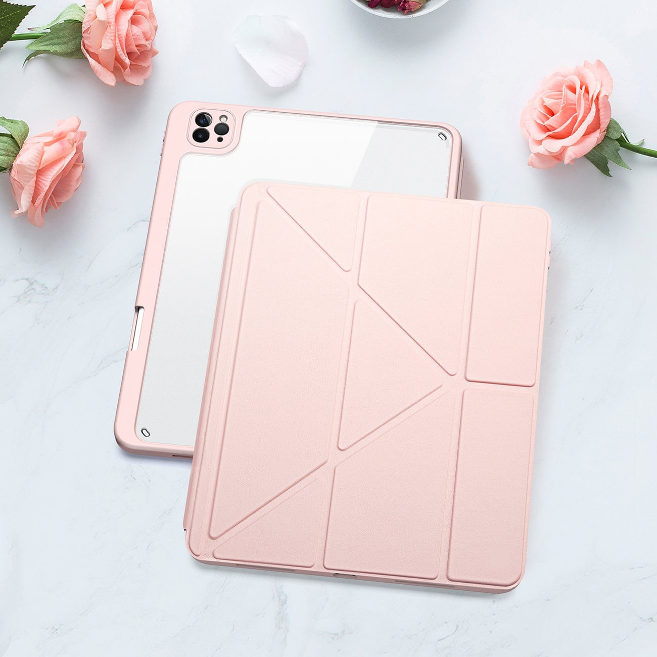 Husa de protectie pentru Apple iPad Pro 11 inch 2018/2020/2021, Smart Flip cover, cu fata detasabila, Roz - 2 | YEO