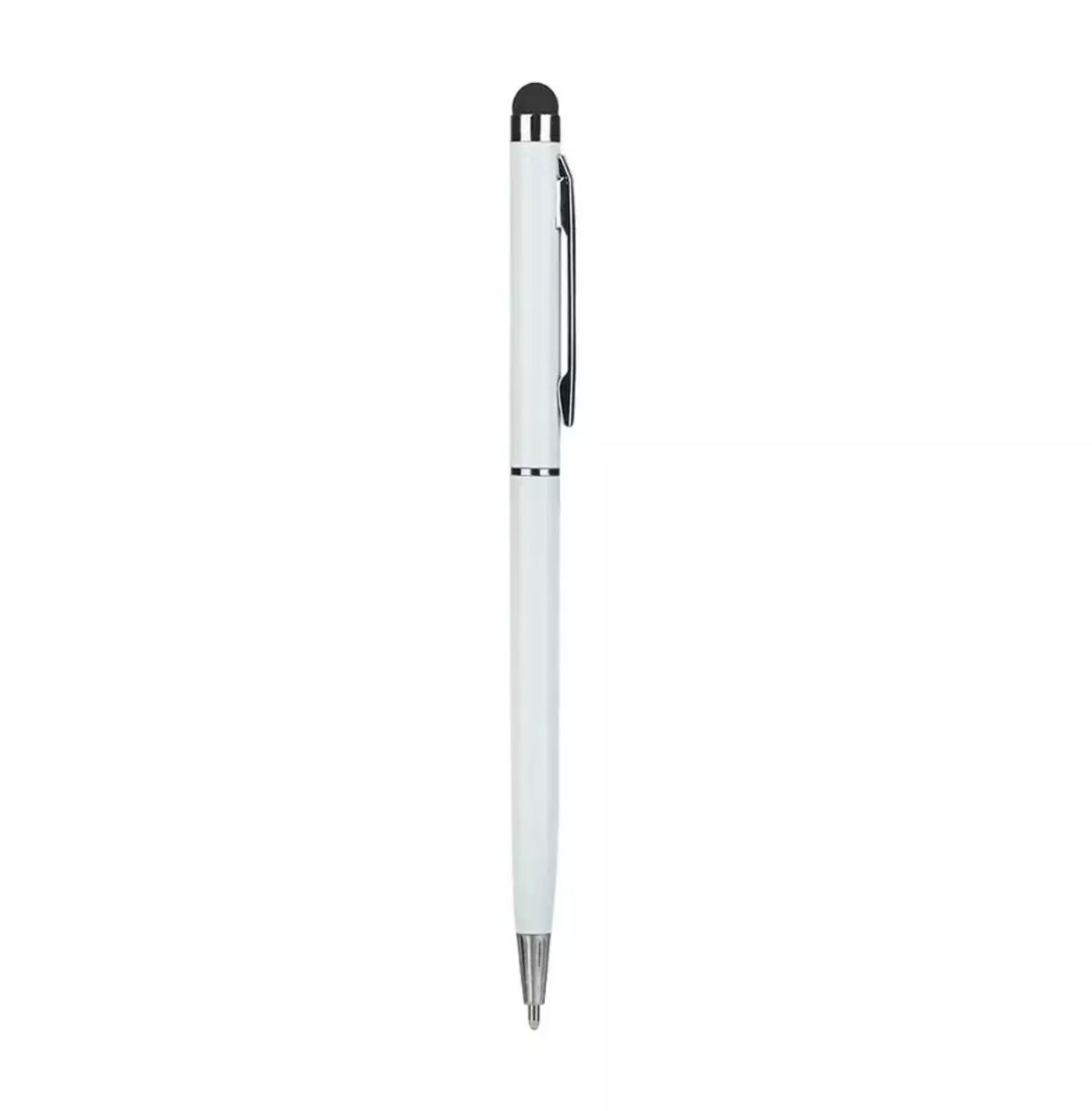 Creion Stylus Pen pentru tableta, telefon sau laptop cu touch screen, si varf de pix, Alb, COM-BBL5598