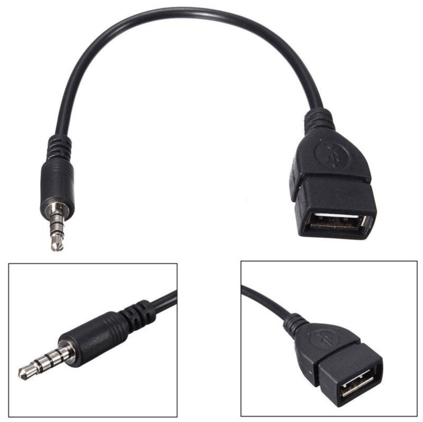 Cablu OTG USB mama la Jack 3.5 tata, 20 cm, Negru, AXT-BBL4626 - 2 | YEO