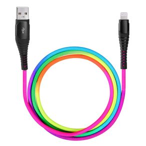 transfer date de pe huawei pe samsung Cablu de incarcare/transfer date compatibil cu Apple la USB,  1M, ranforsat, Rainbow