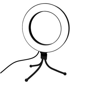 Lampa Selfie Light Ring cu stand tripod, inaltime 17.5 cm, streaming, selfie, YouTube, conferinte, lumina LED, negru