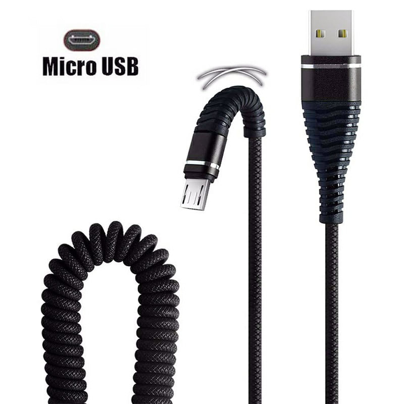 Cablu de incarcare/transfer date spiralat Micro USB Bibilel pentru dispozitivele cu Android, 1.2 m, Negru - 2 | YEO