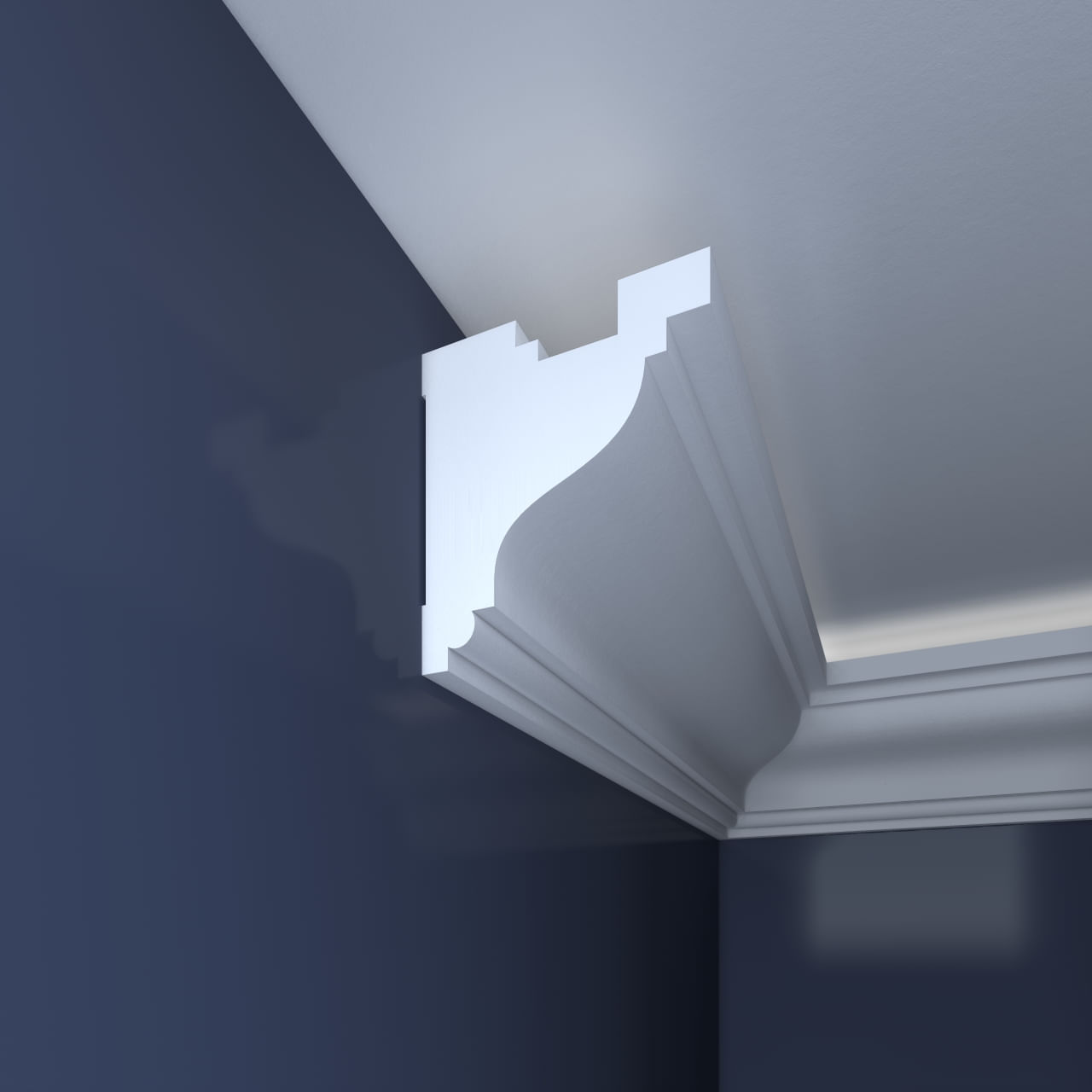 Bagheta decorativa pentru banda led din polistiren extrudat, alb 97×74×2000mm, Bl15 — imaginea 3