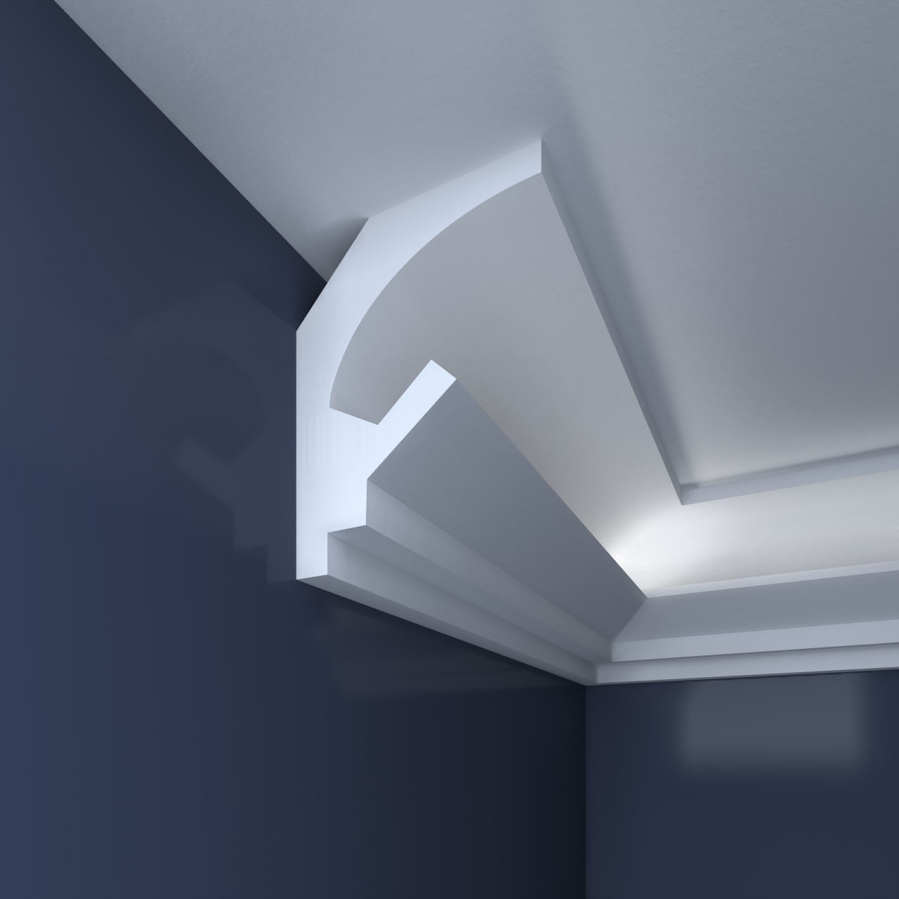 Bagheta decorativa pentru banda led din polistiren extrudat alba 90×100×2000mm , BL10