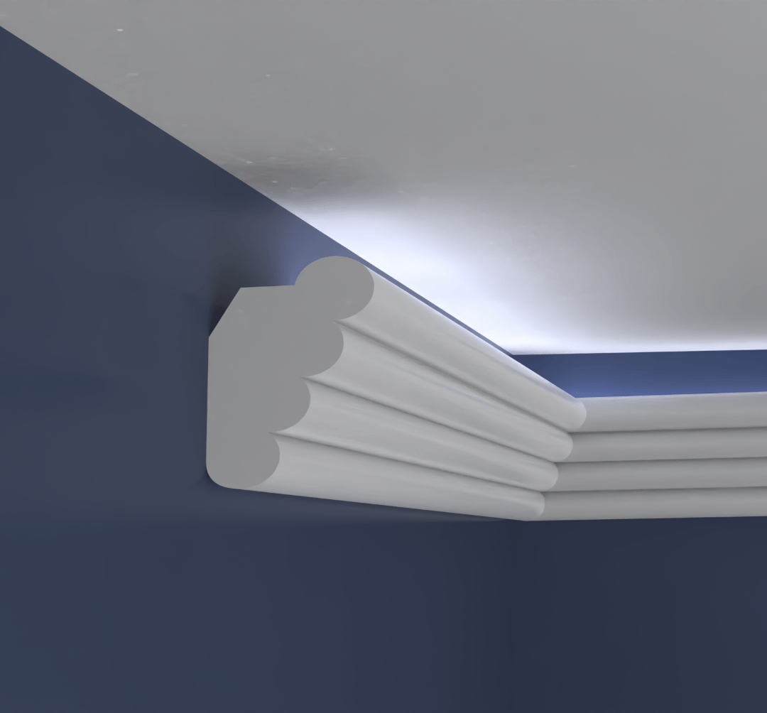 Bagheta decorativa pentru banda led din polistiren extrudat, alb 133×100×2000mm, Bl29 — imaginea 2