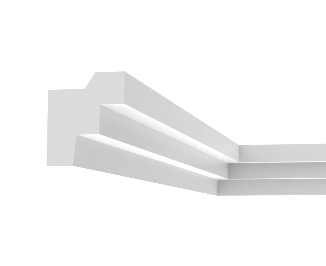 Bagheta decorativa pentru banda led din polistiren extrudat, alb 106×88×2000mm, Bl22