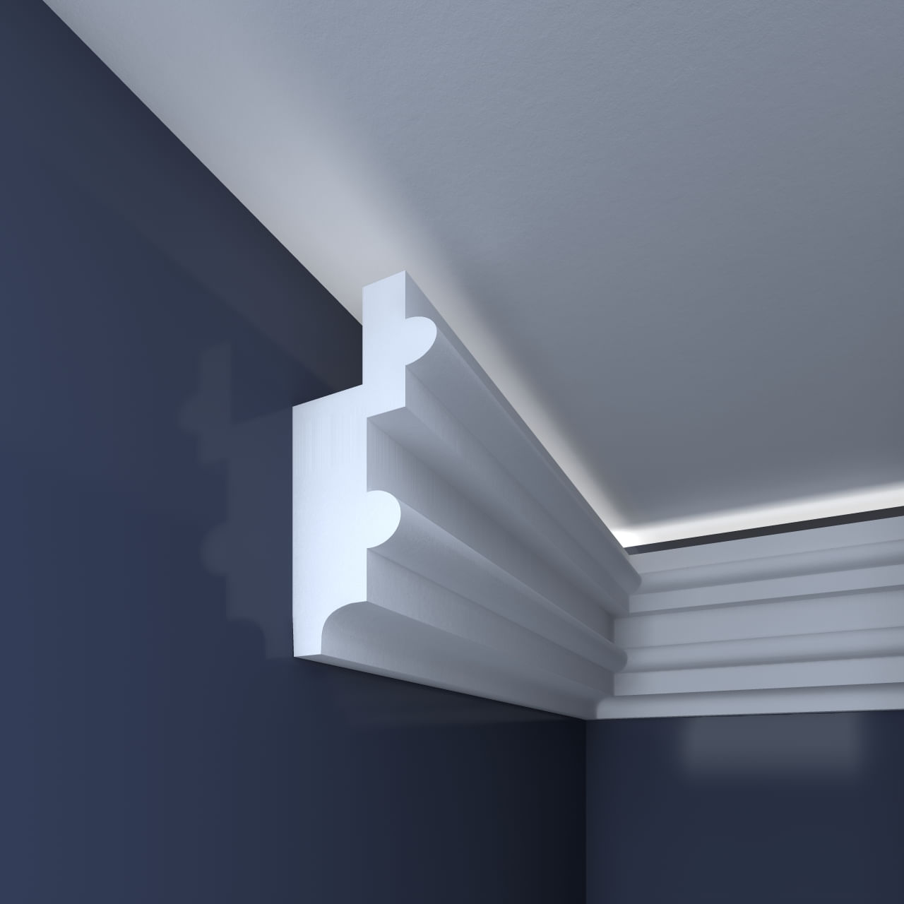 Bagheta decorativa pentru banda led din polistiren extrudat , alba 57×120×2000mm , Bl11 — imaginea 2