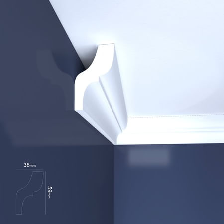 Bagheta decorativa interior XPS 38×59×2000mm B009 — imaginea 3
